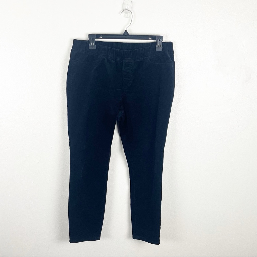 EILEEN FISHER Black Organic Cotton Blend Corduroy Pull On Pants Size Medium